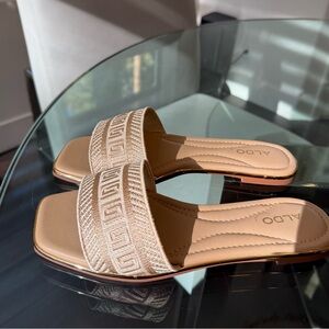 ALDO Beige Patterned Slide Sandals